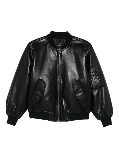 Anine Bing Black Leather Leon Bomber Jacket In Black