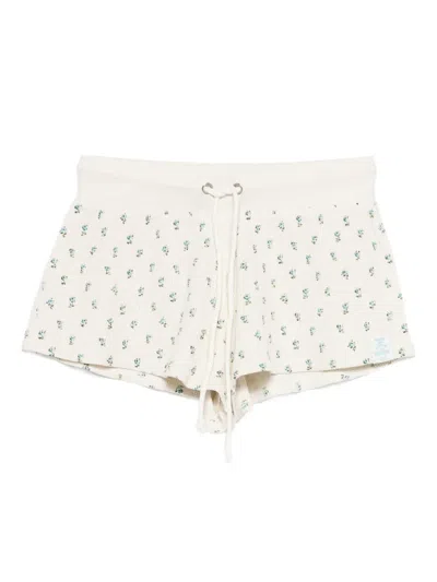 Frankies Bikinis Noah Thermal Floral-print Shorts In Neutral