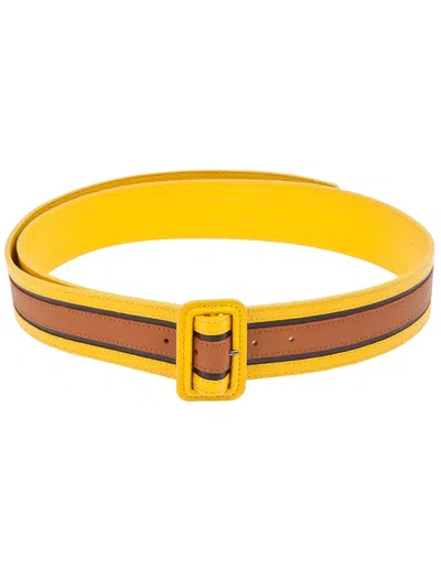 Burberry Bi-colour Leather Belt In Brown