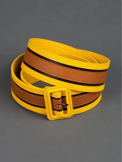 Burberry Bi-colour Leather Belt In Brown