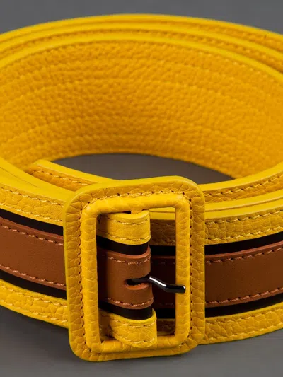 Burberry Bi-colour Leather Belt In Brown