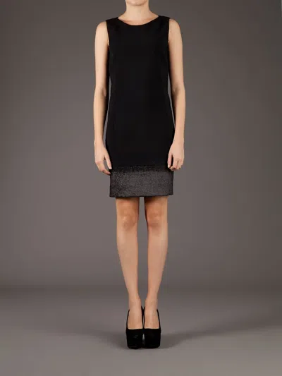 Twisty Parallel Universe Textured Hem Shift Dress In Black