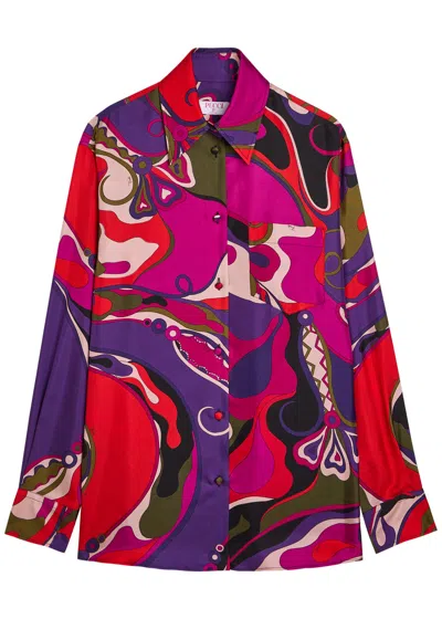 Pucci Camicia Printed Silk Shirt In Multi