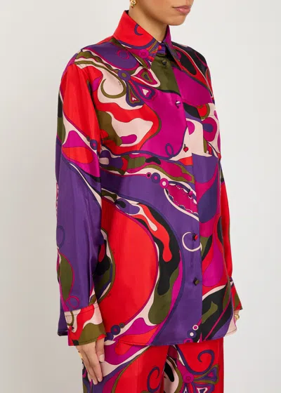 Pucci Camicia Printed Silk Shirt In Multi
