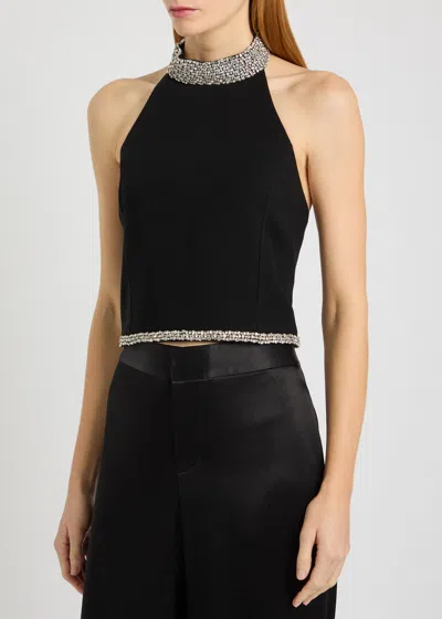 Alice And Olivia Gatz Embellished Top In Black