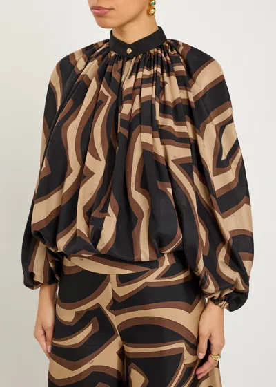 Pucci Printed Silk Blouse In Black