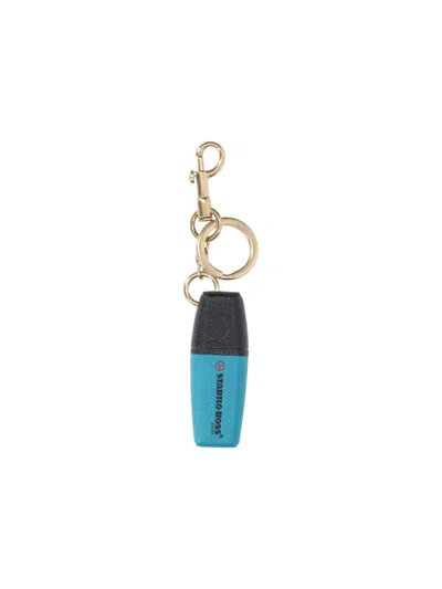 Anya Hindmarch Stabilo Boss Keyring Charm In Blue