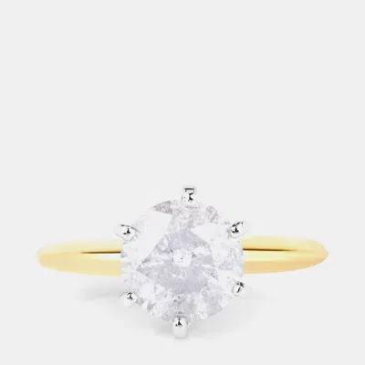 Pre-owned Hautefacets 2.02 Cts White Diamond 14k Yellow & White Gold Solitaire Ring Us Size 6