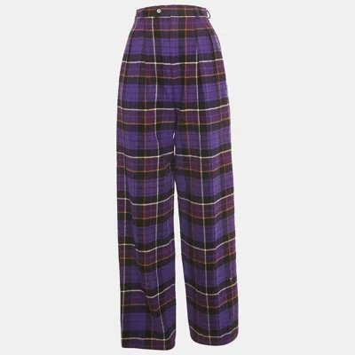Pre-owned Saint Laurent Vintage Purple Flannel Trousers M