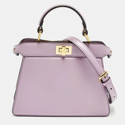 Pre-owned Fendi Peekaboo Iseeu Petite Lilac Leather Top Handle Bag In Purple