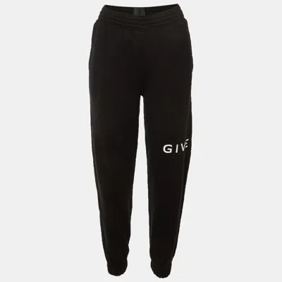 Pre-owned Givenchy Black Logo Print Cotton Joggers Xs