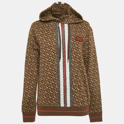 Pre-owned Burberry Bridle Brown Tb Monogram Print Cotton Hoodie Xs