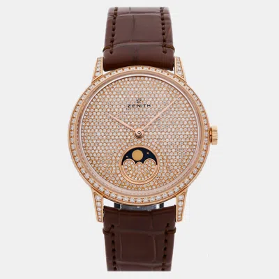 Pre-owned Zenith Elite Lady Moonphase 22.2320.690/79.c713 Automatic 36 Mm In Transparent