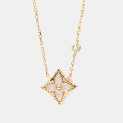 Pre-owned Louis Vuitton Pandantif Star Blossom Bb Necklace Pink Gold 18k Mother Of Pearl Necklace Pink Gold
