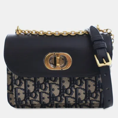 Pre-owned Dior Blue Mini Oblique Canvas Miss Maddy Flap