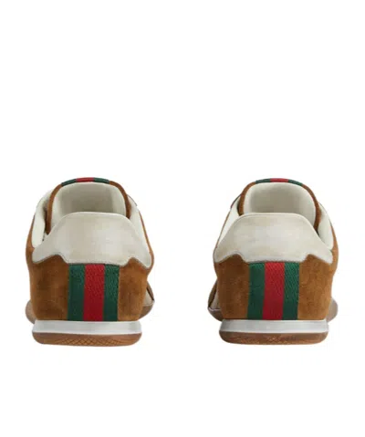 Gucci Shift Suede Sneakers With Gg Supreme Fabric Inserts In Multi