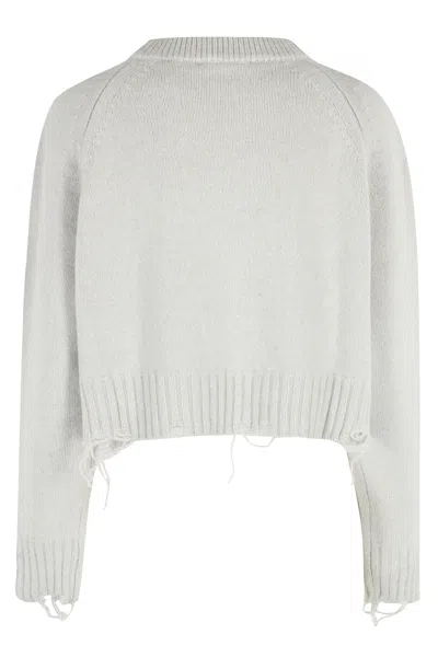 Low Classic Damaged Cropped Pullover In Gray