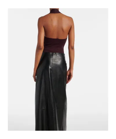 Khaite Toto Stretch-knit Halterneck Bodysuit In Brown