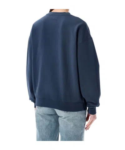 Anine Bing Trenton Fleece Crew Neck Sweatshirt In Blue