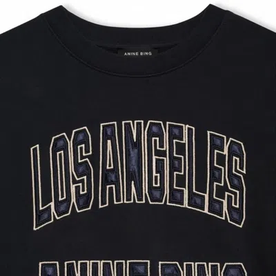 Anine Bing Womens Vintage Black Harry Logo-embroidered Cotton Sweatshirt In Blue