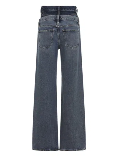 Agolde Elson Layered Straight-leg Jeans In Gray