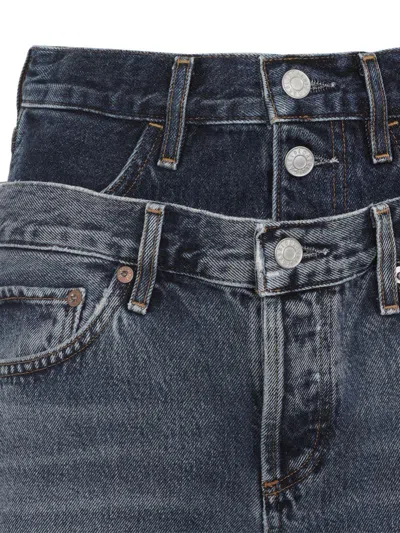 Agolde Elson Layered Straight-leg Jeans In Gray