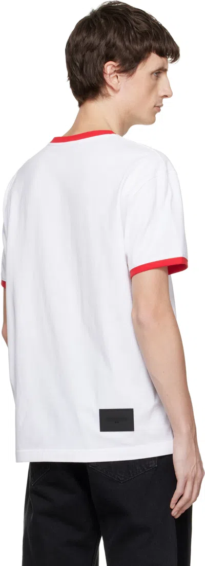 We11 Done White Cursive Logo Fitted Ringer T-shirt In White