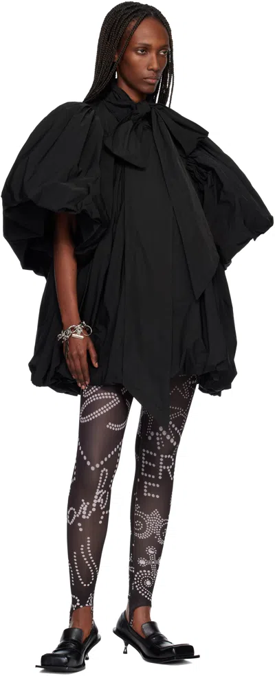 Vaquera Black Pouf Minidress In Black