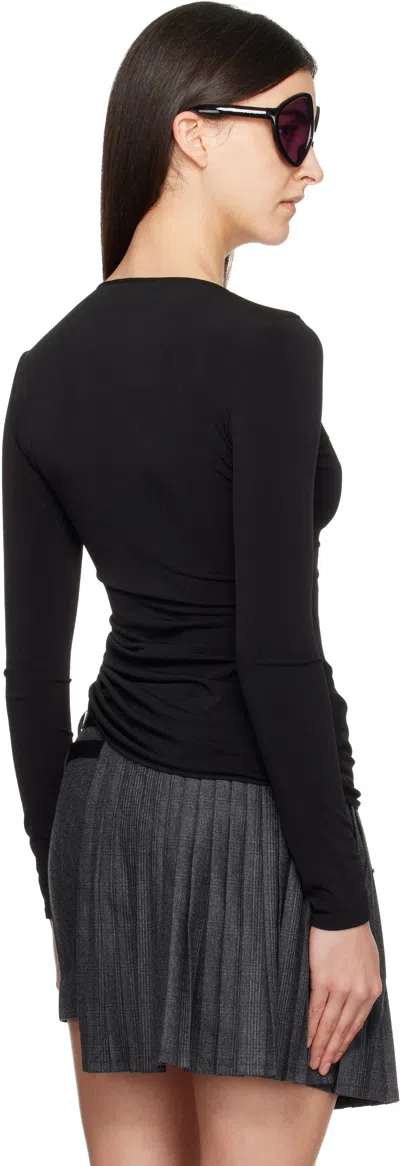 Coperni Gathered Leather-trimmed Top In Black