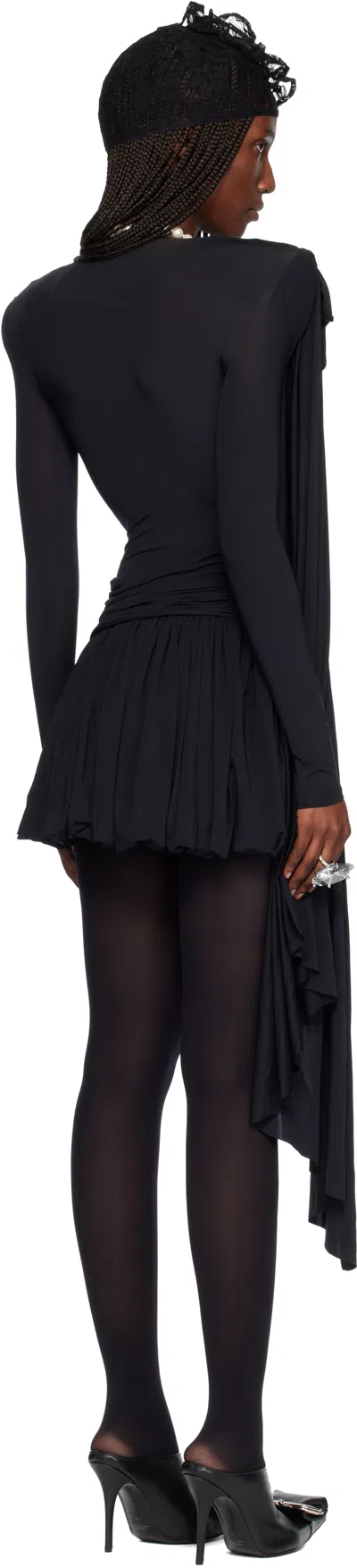 Vaquera Black Draped Minidress In Black