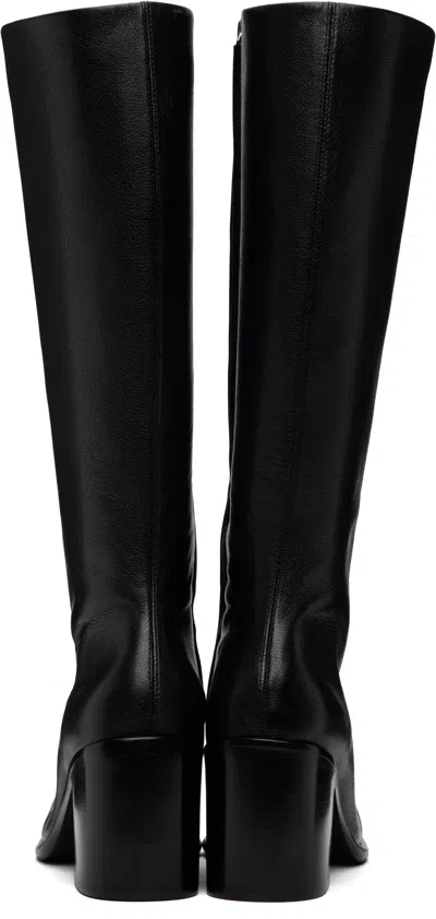 Sandy Liang Black Knee High Pointe Boots In Multi