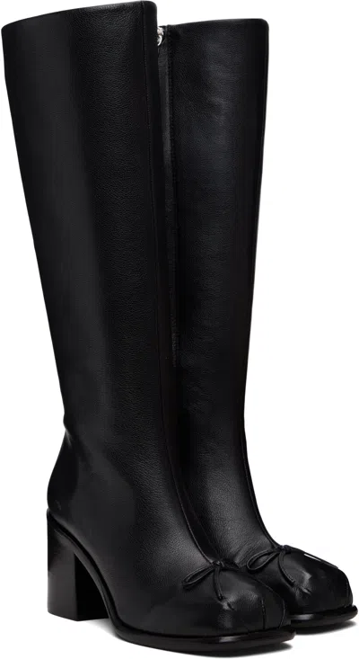 Sandy Liang Black Knee High Pointe Boots In Multi