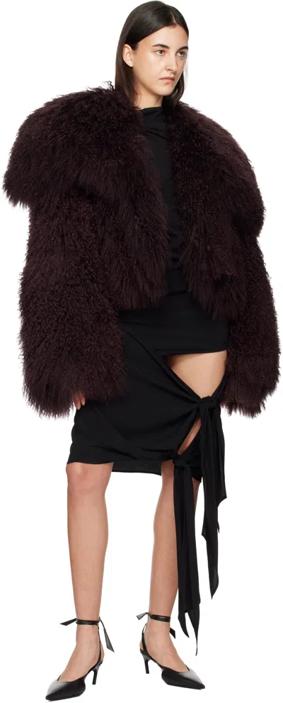 Attico Black Draped Midi Skirt In Black