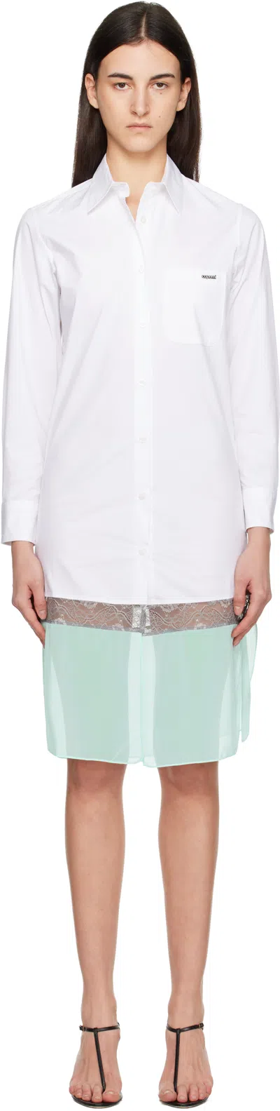 Coperni White & Green Multi Layer Shirt Midi Dress In Multi