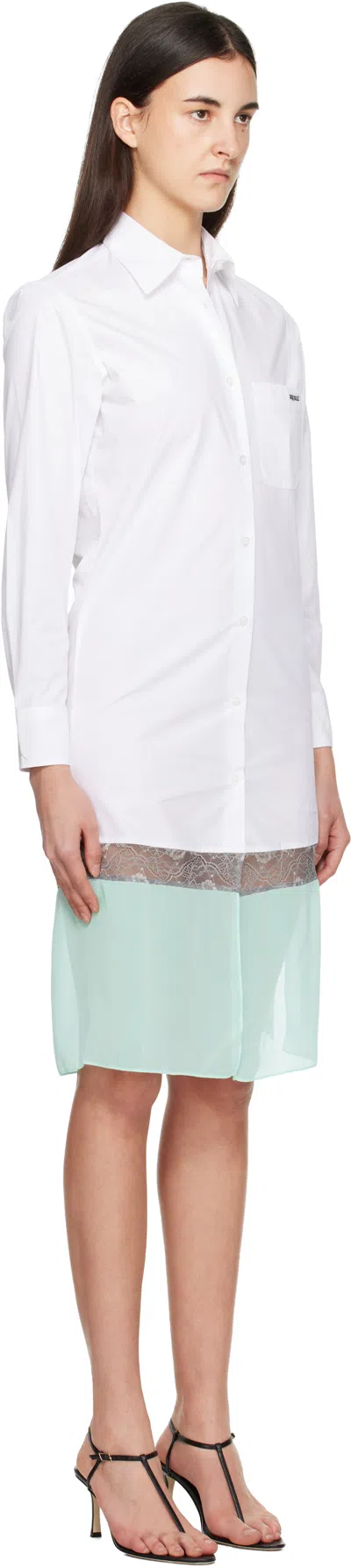 Coperni White & Green Multi Layer Shirt Midi Dress In Multi