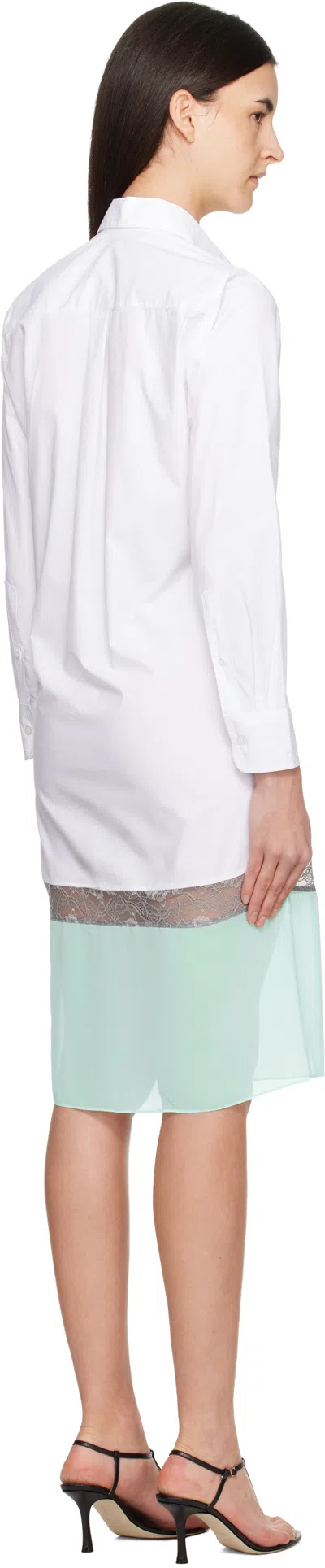 Coperni White & Green Multi Layer Shirt Midi Dress In Multi