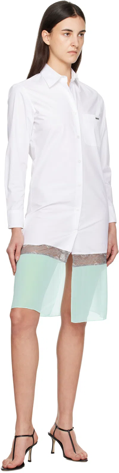 Coperni White & Green Multi Layer Shirt Midi Dress In Multi