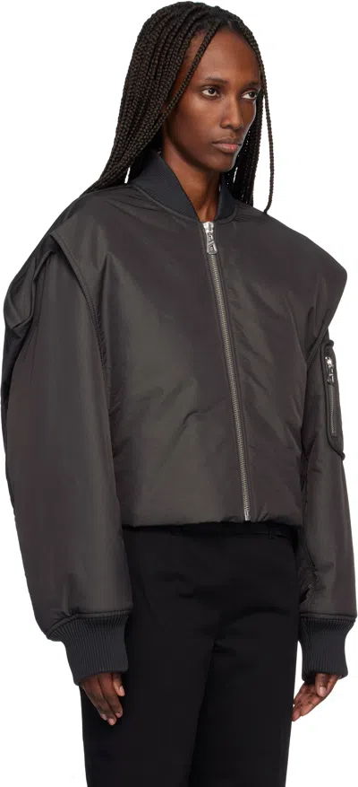 Jean Paul Gaultier Gray Hidden Hood Detail Bomber Jacket In Gray