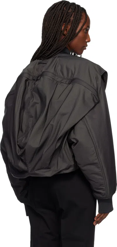 Jean Paul Gaultier Gray Hidden Hood Detail Bomber Jacket In Gray