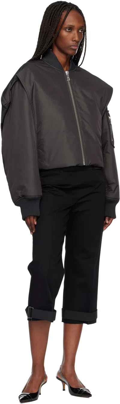 Jean Paul Gaultier Gray Hidden Hood Detail Bomber Jacket In Gray