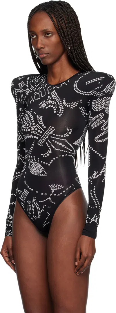 Vaquera Black Shoulder Pad Bodysuit In Black