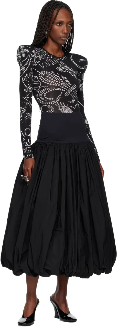 Vaquera Black Shoulder Pad Bodysuit In Black