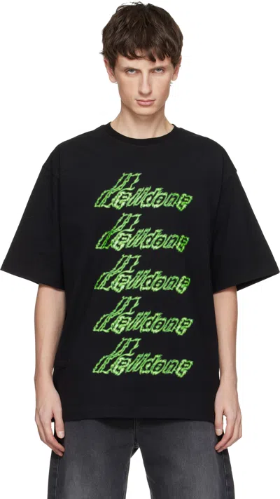 We11 Done Black Multi-logo T-shirt In Black