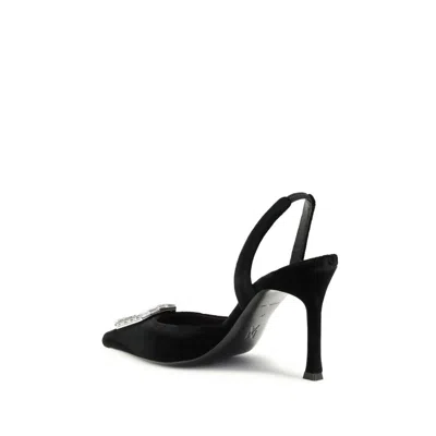 Amina Muaddi Scarpe Con Tacco Camelia In Velluto Nero  Donna In Black