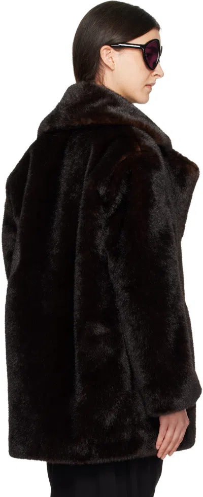 Coperni Brown Notched Lapel Faux-fur Coat In Brown