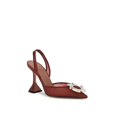 Amina Muaddi Scarpe Con Tacco Begum In Rete Rosso Tiziano  Donna In Burgundy