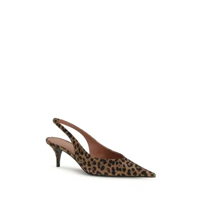 Amina Muaddi Multicolor Calf Leather Bos Taurus High Heel Women's Pumps In Brown