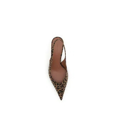 Amina Muaddi Multicolor Calf Leather Bos Taurus High Heel Women's Pumps In Brown