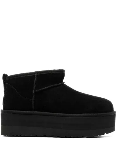 Ugg 'ultramini' Black Boots With Platform In Suede Woman In Black