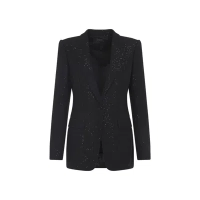 Tom Ford Single-breasted Wool Blend Crepe Jacket With Sequins In Black